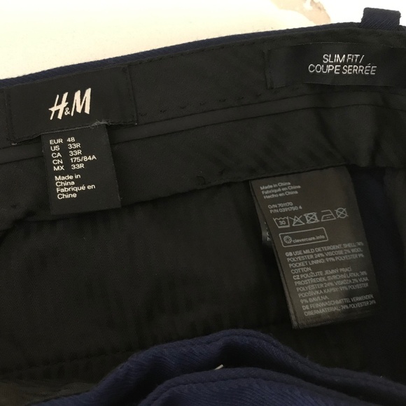 H & M Men’s Suit Jacket and Pants 33 R Slim Fit Navy Blue - Picture 6 of 11